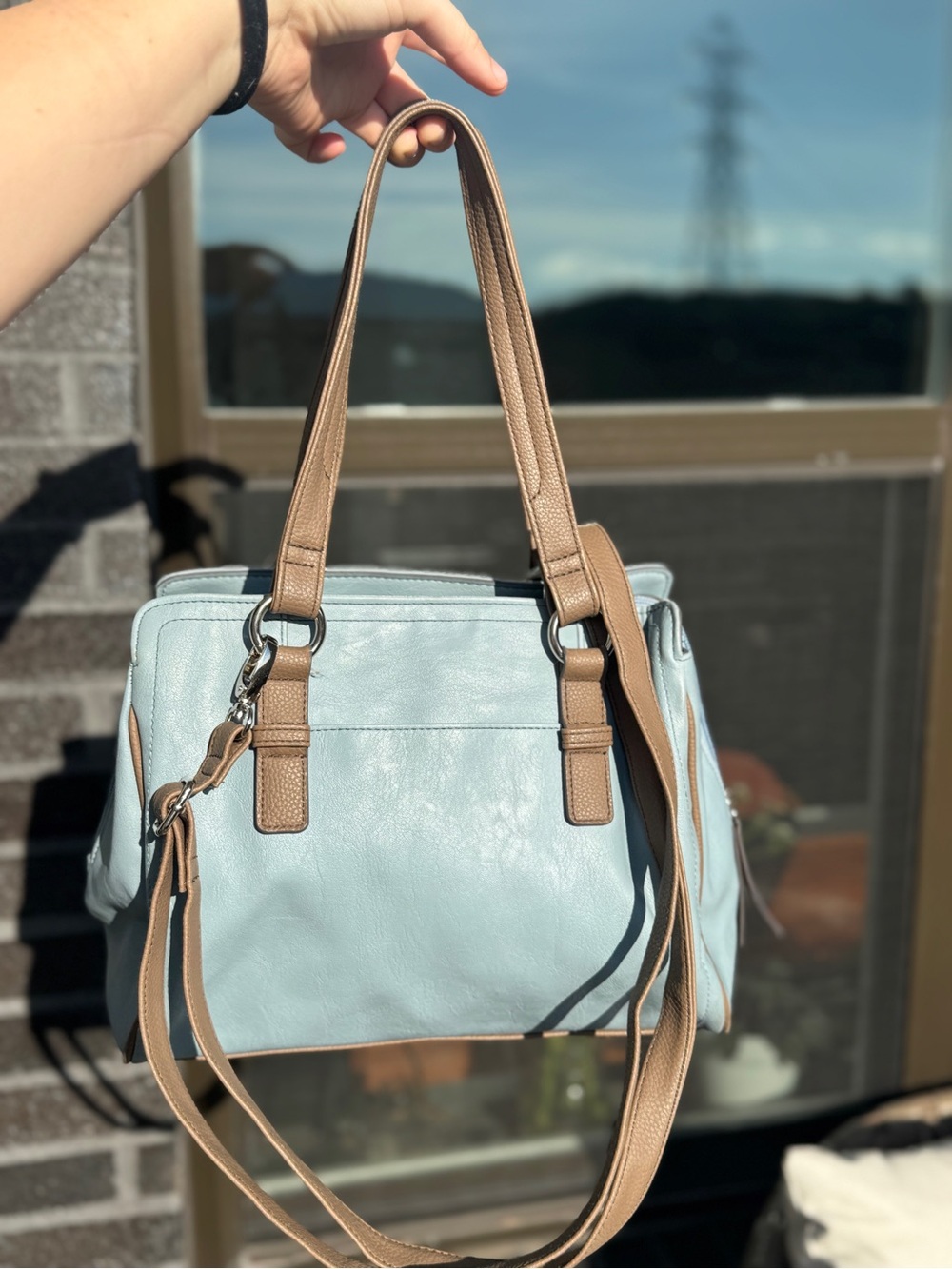 Vintage Rosetti Light Blue and Tan Women's Tote Bag - Picture 2 of 2